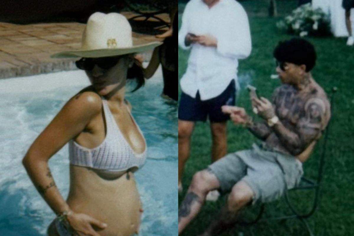 Giulia mostra il pancione in piscina mentre Tony fuma sul prato
