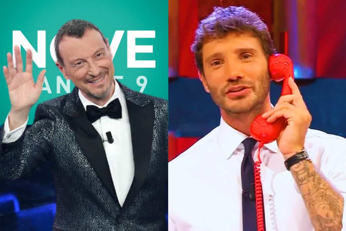 I conduttori rivali Amadeus e De Martino