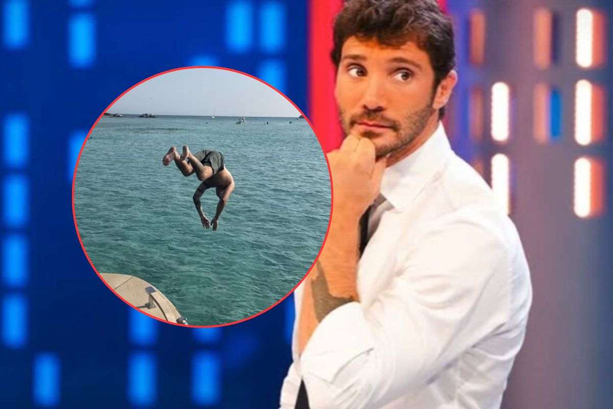Stefano De Martino si tuffa in acqua