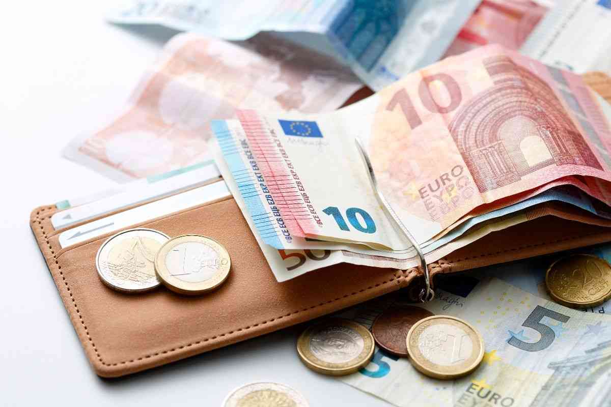 portafogli, carte, banconote, monete