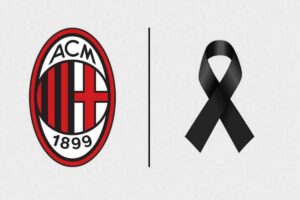 logo del milan e simbolo del lutto