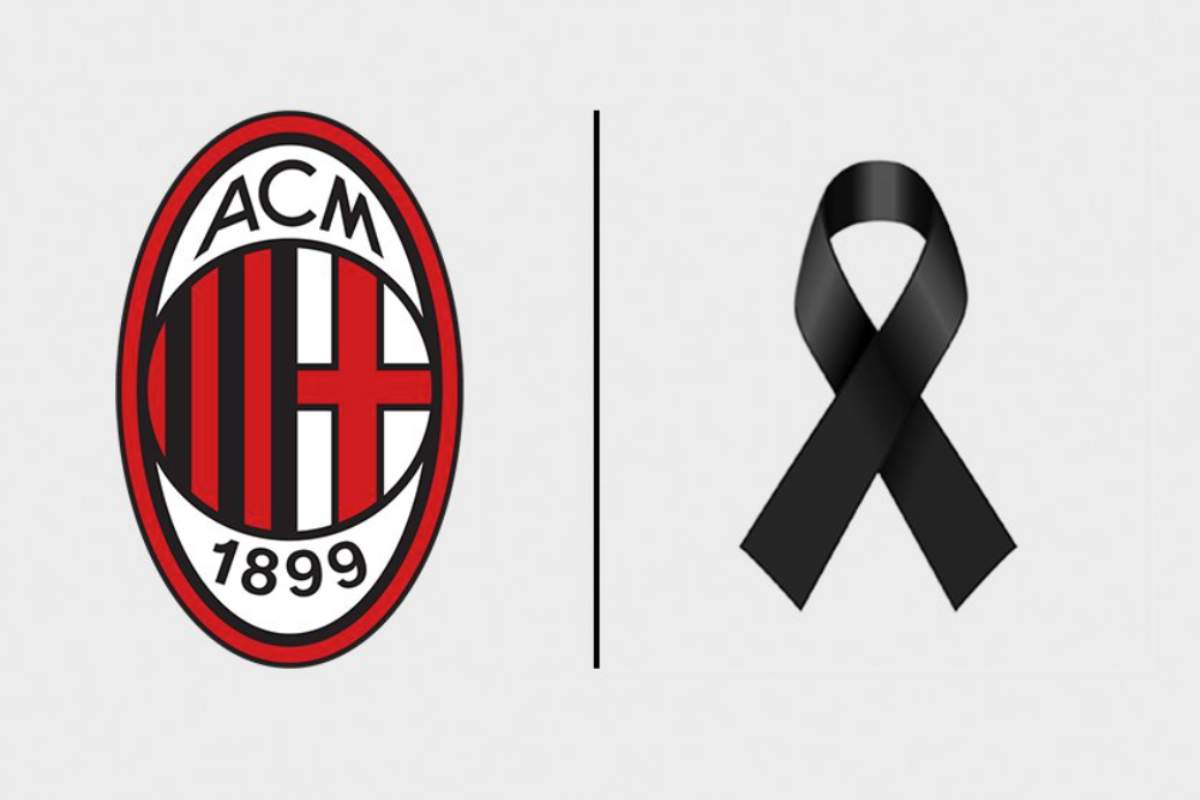 logo del milan e simbolo del lutto