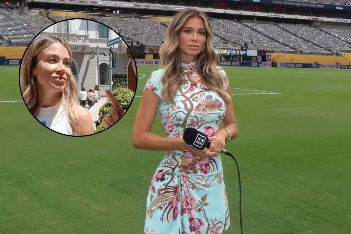 La Leotta durante la diretta di DAZN a bordo campo