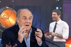 gerry scotti stupito e stefano de martino ride