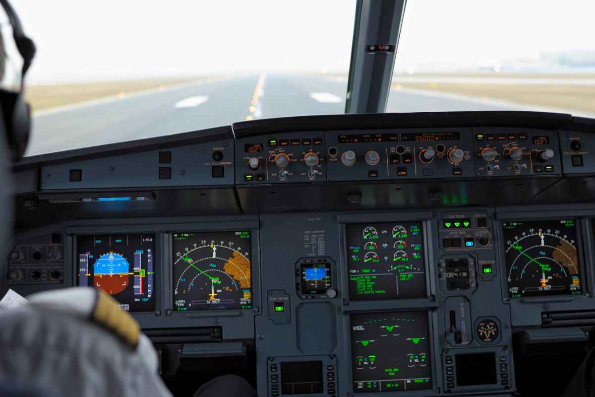 capitano nella cabina di pilotaggio di un aereo
